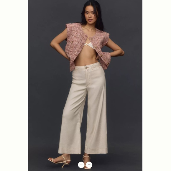 Anthropologie The Ettie High-Rise Crop Wide-Leg Pants by Maeve: Linen Edition - Picture 3 of 5